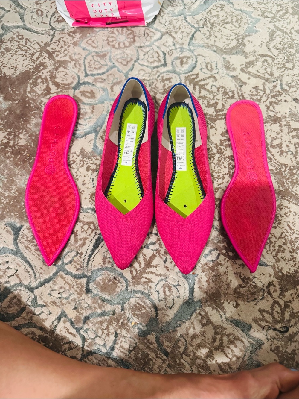 Rothy's Bright Fuchsia Pointed-Toe Flats
